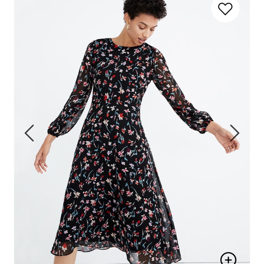 NWOT Madewell sheer sleeve floral midi dress - 6
